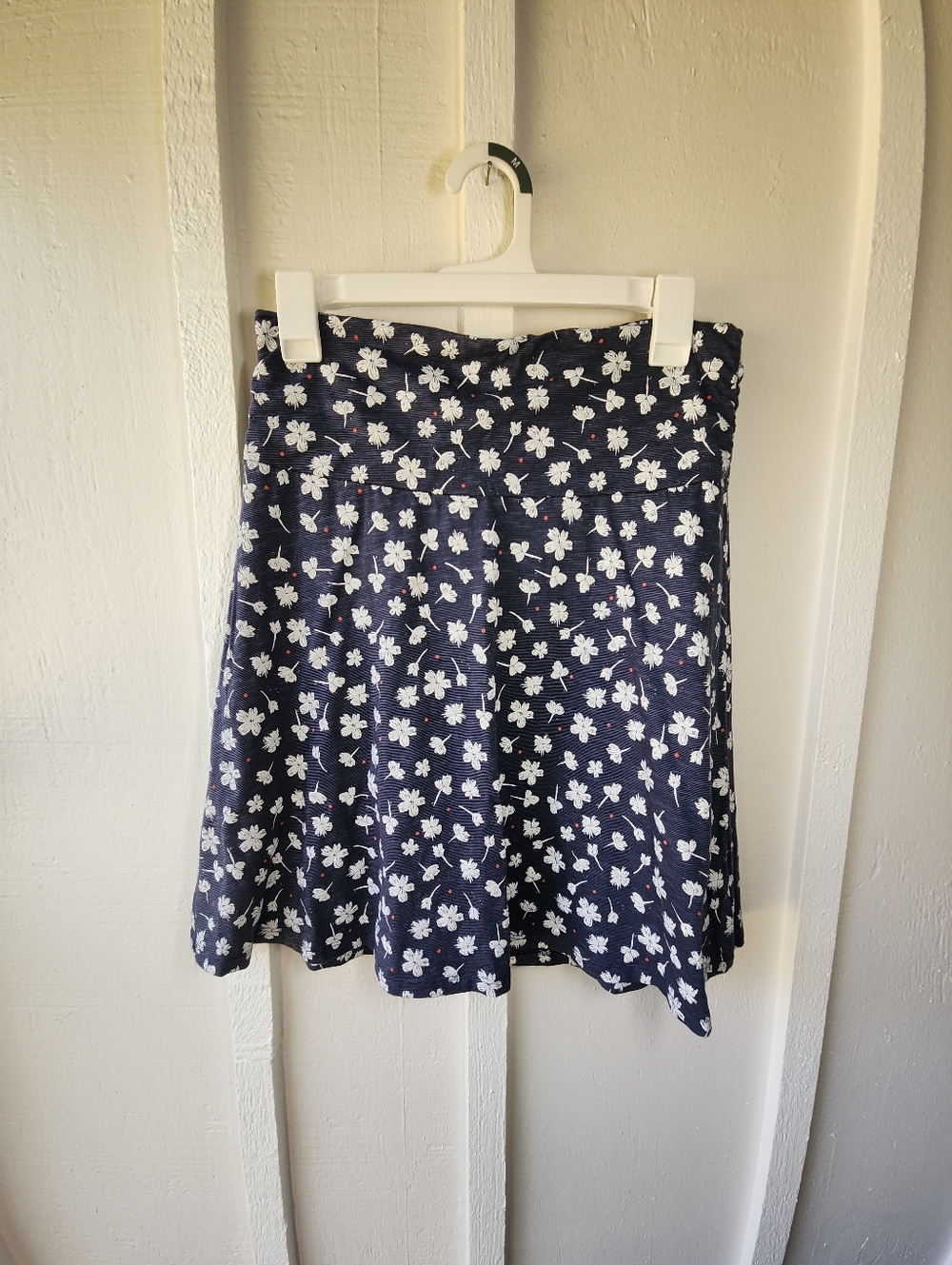 Toad & Co Chaka Skirt Organic Cotton Midi Navy Floral Print Size Small